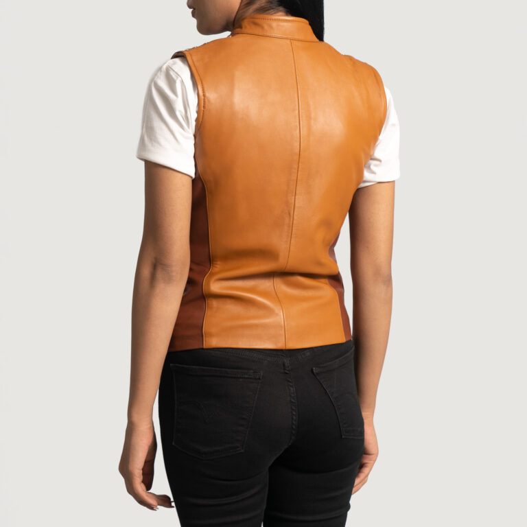 Womens Westina Tan Dye Leather Vest Tilted Back-8-1664359387755